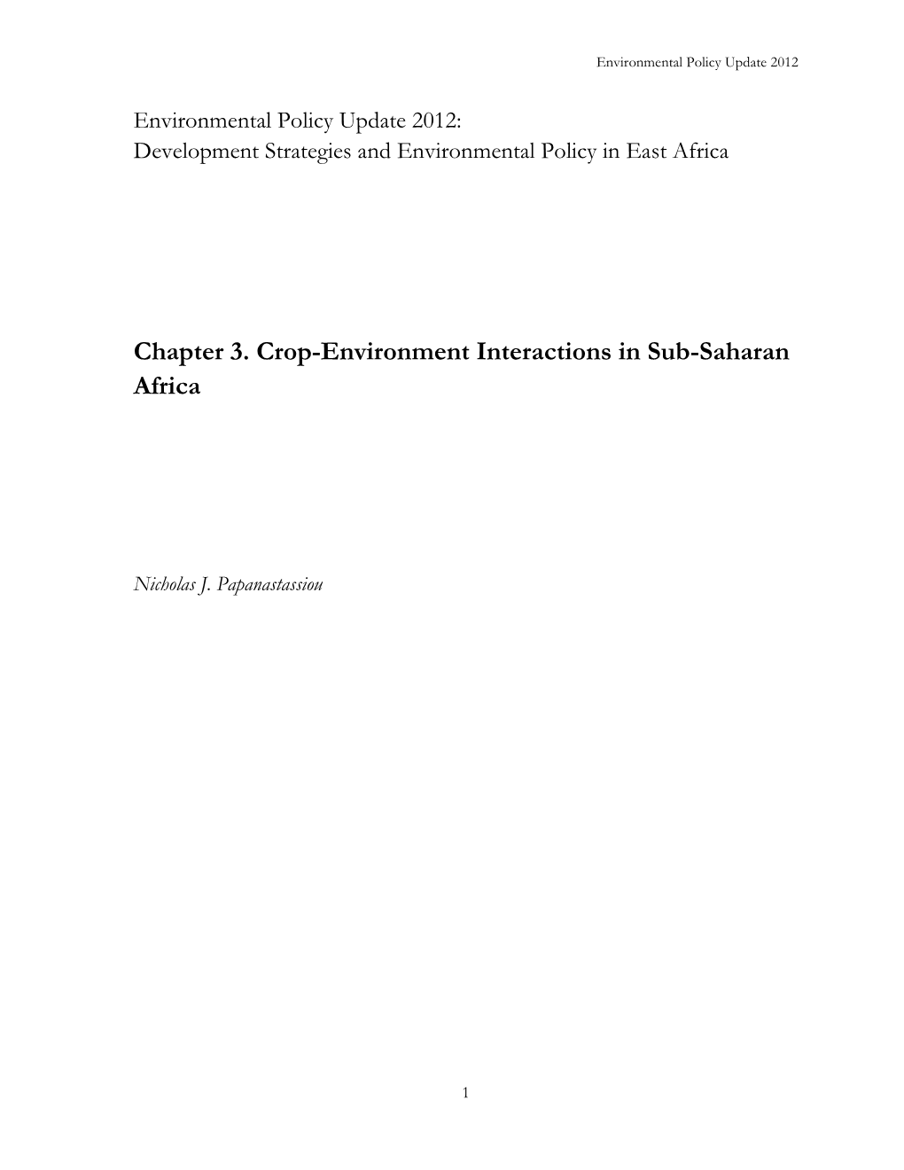 Chapter 3. Crop-Environment Interactions in Sub-Saharan Africa