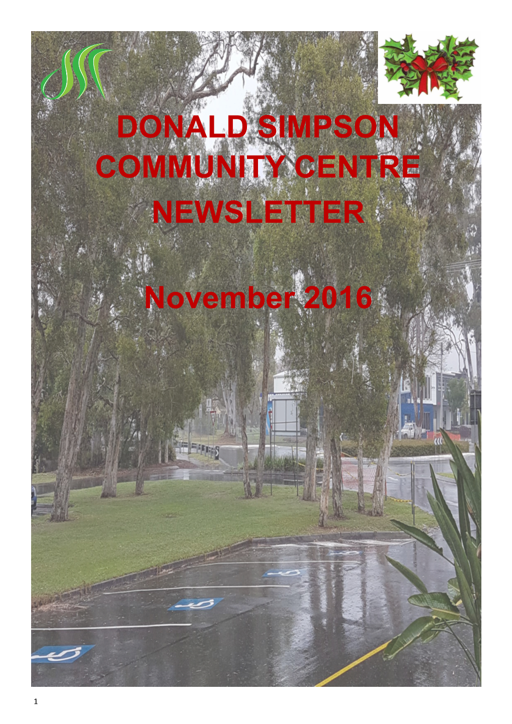 DONALD SIMPSON COMMUNITY CENTRE NEWSLETTER November