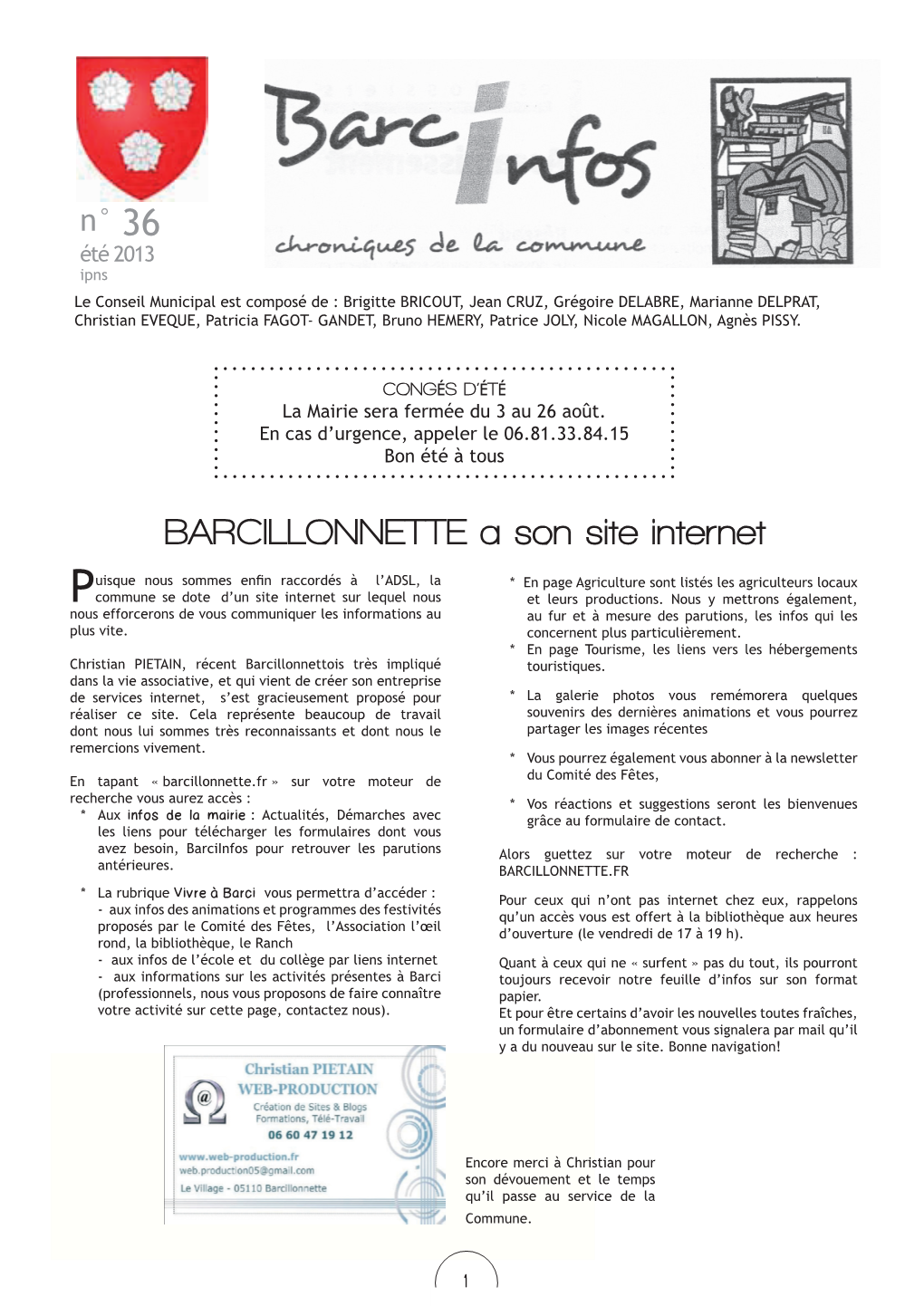 BARCILLONNETTE a Son Site Internet