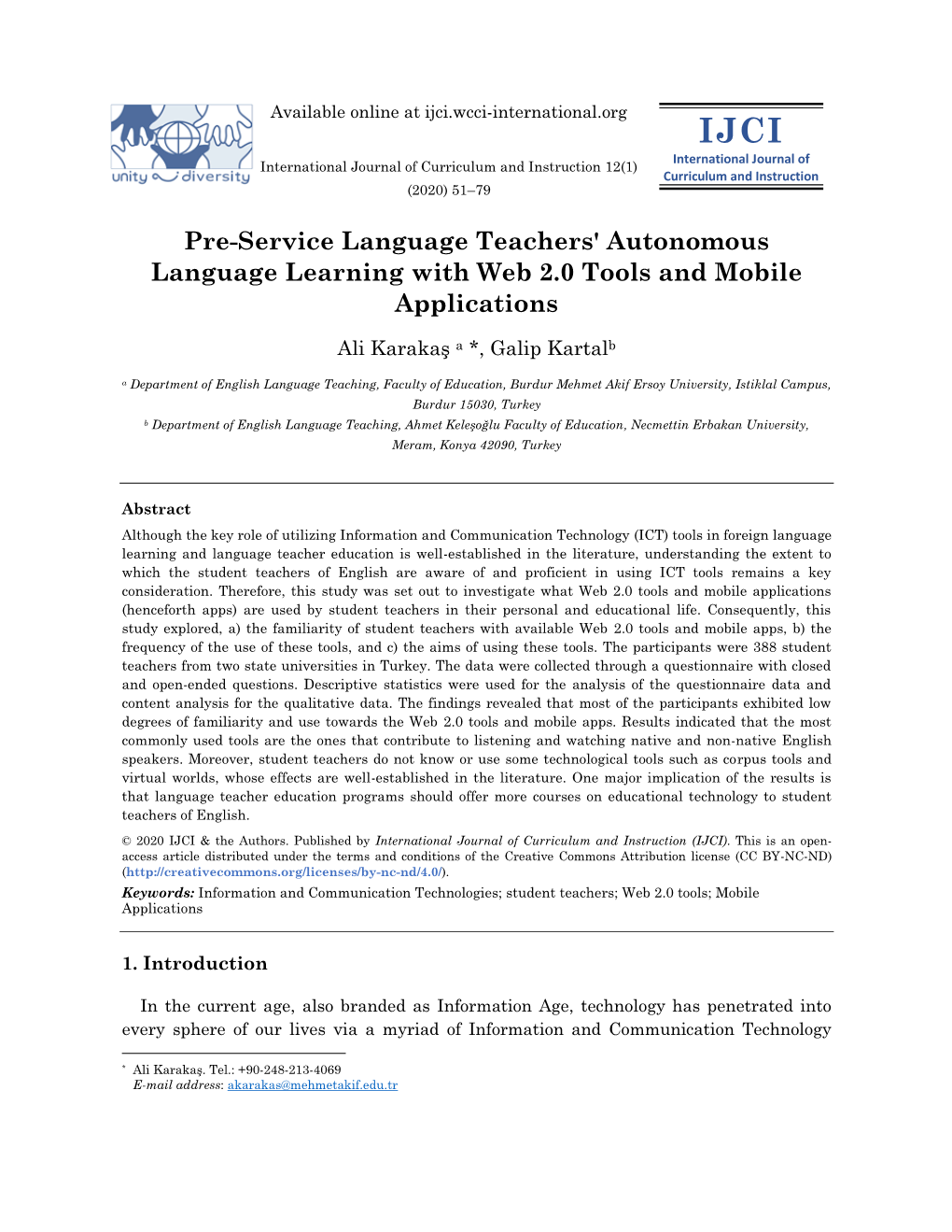 Pre-Service Language Teachers' Autonomous Language Learning with Web 2.0 Tools and Mobile Applications