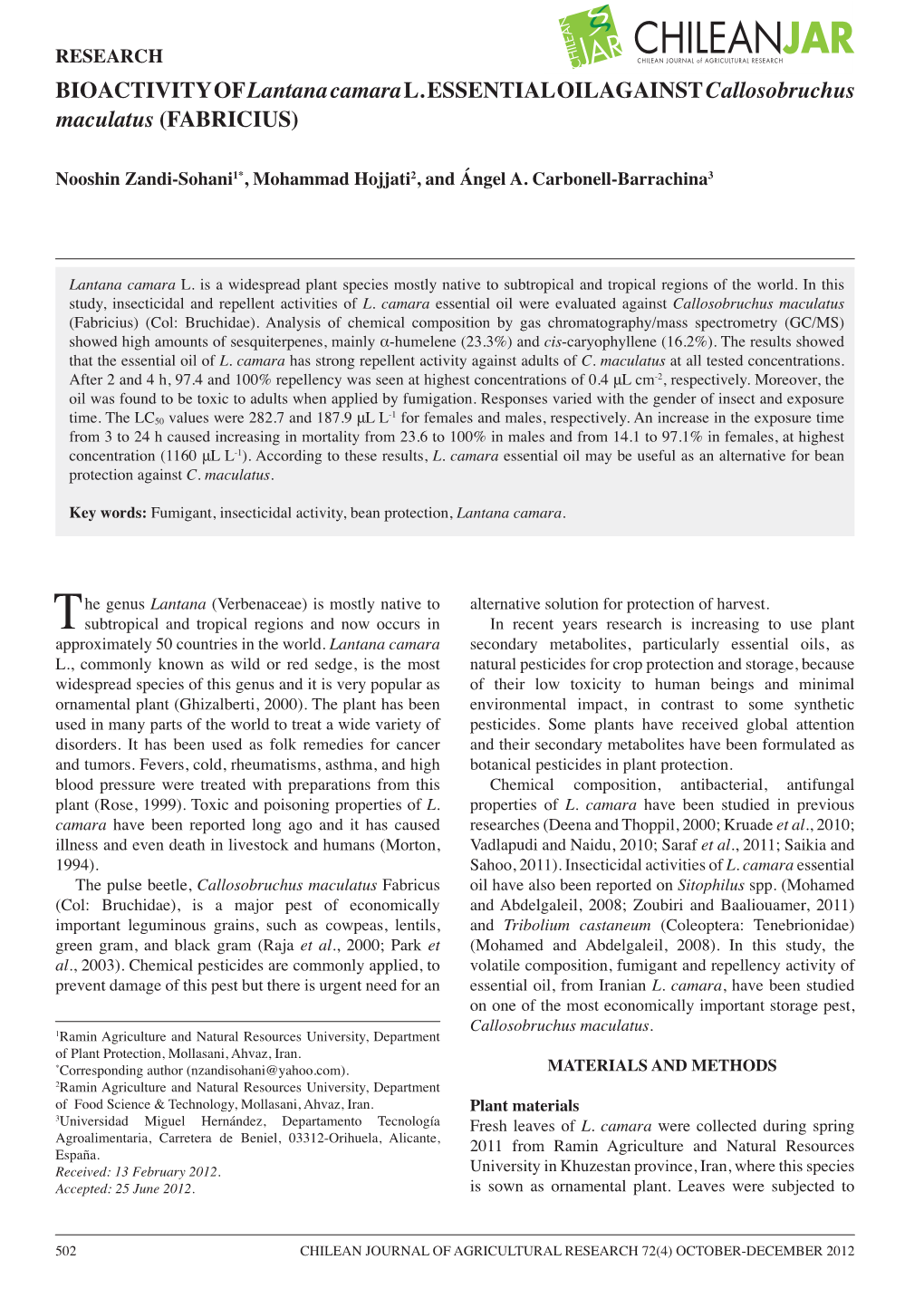 BIOACTIVITY of Lantana Camara L.ESSENTIAL