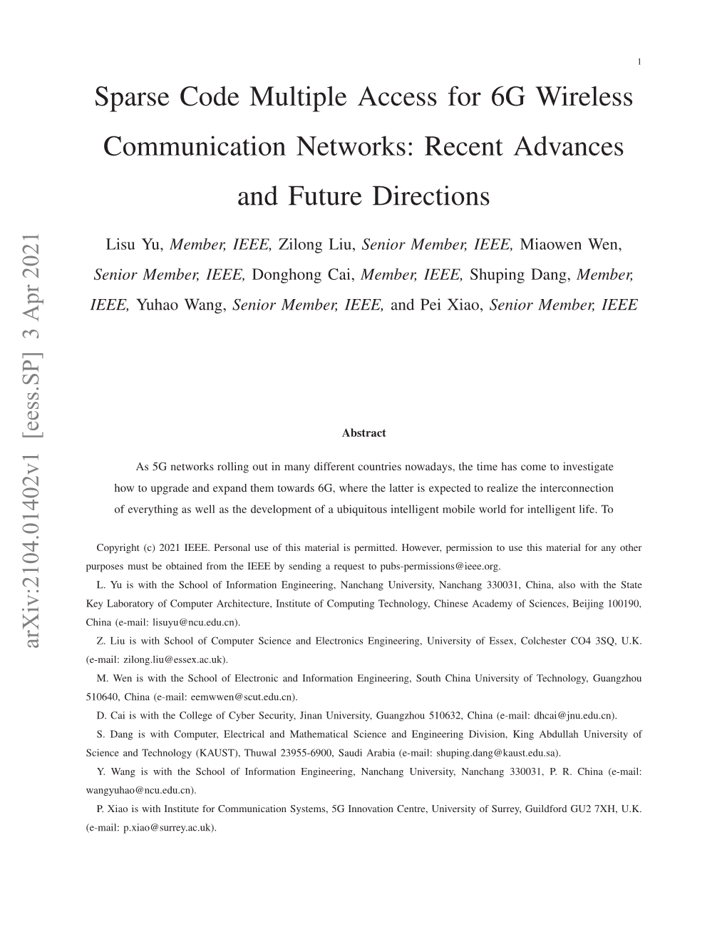 Sparse Code Multiple Access for 6G Wireless Communication