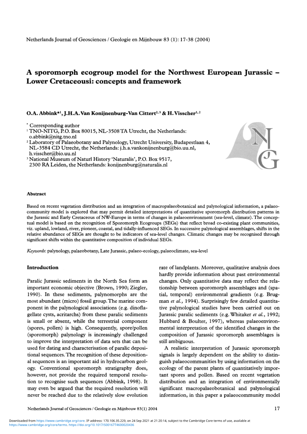 A Sporomorph Ecogroup Model for the Northwest European Jurassic - Lower Cretaceousi: Concepts and Framework