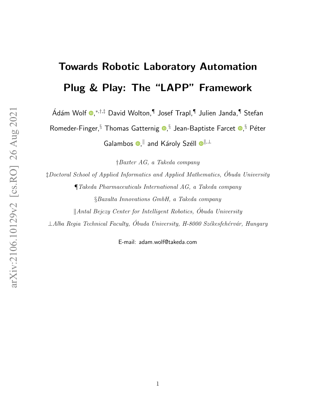 Towards Robotic Laboratory Automation Plug & Play: The" LAPP