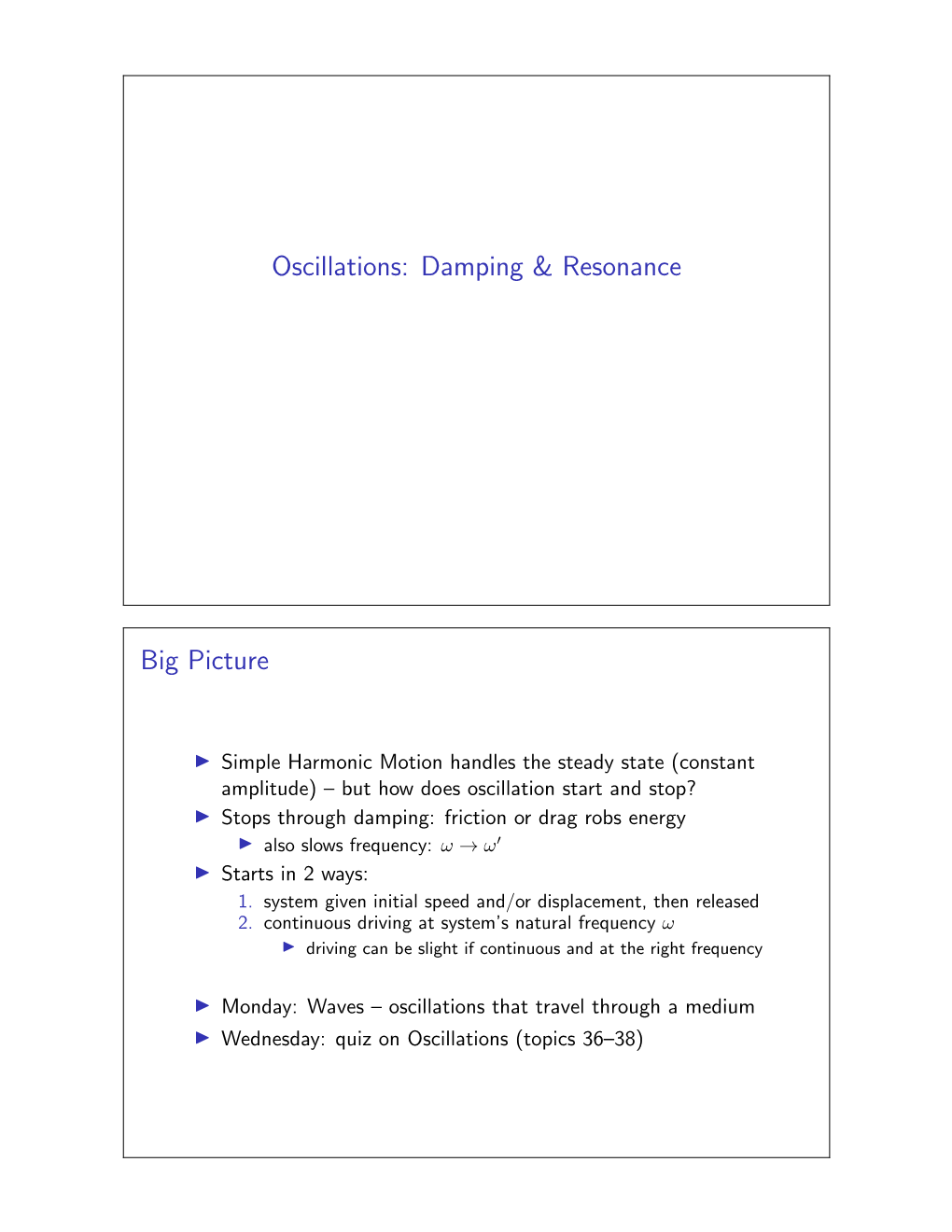 Oscillations: Damping & Resonance Big Picture