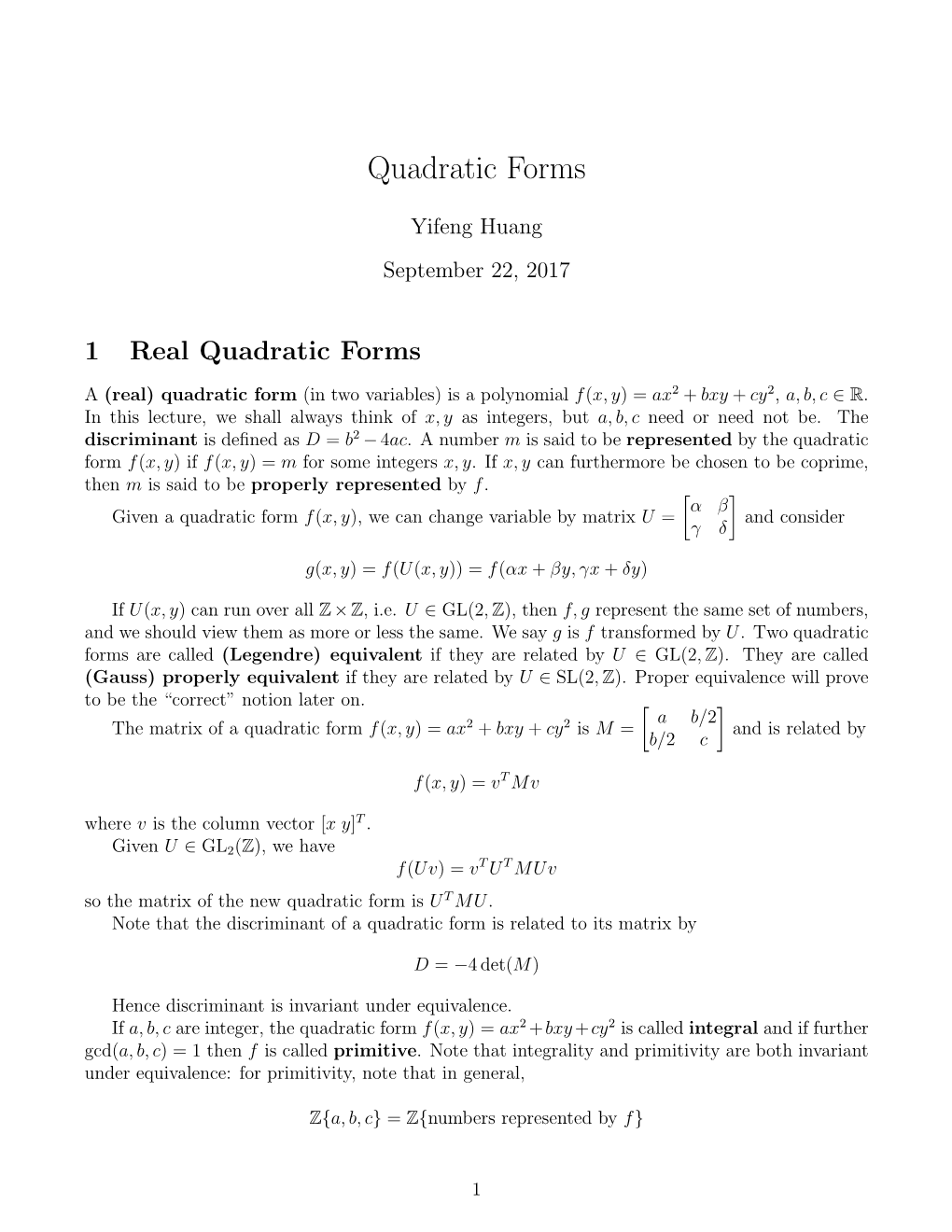 Quadratic Forms