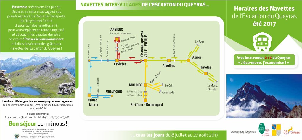 Horaires Des Navettes De L'escarton Du Queyras Été 2017