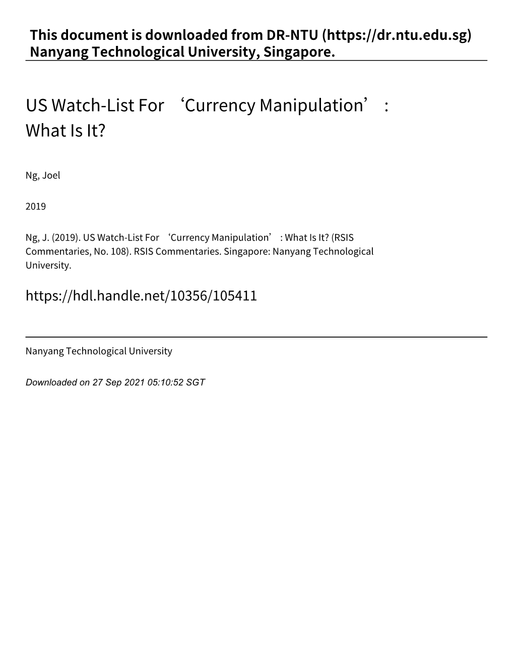 'Currency Manipulation' : What Is
