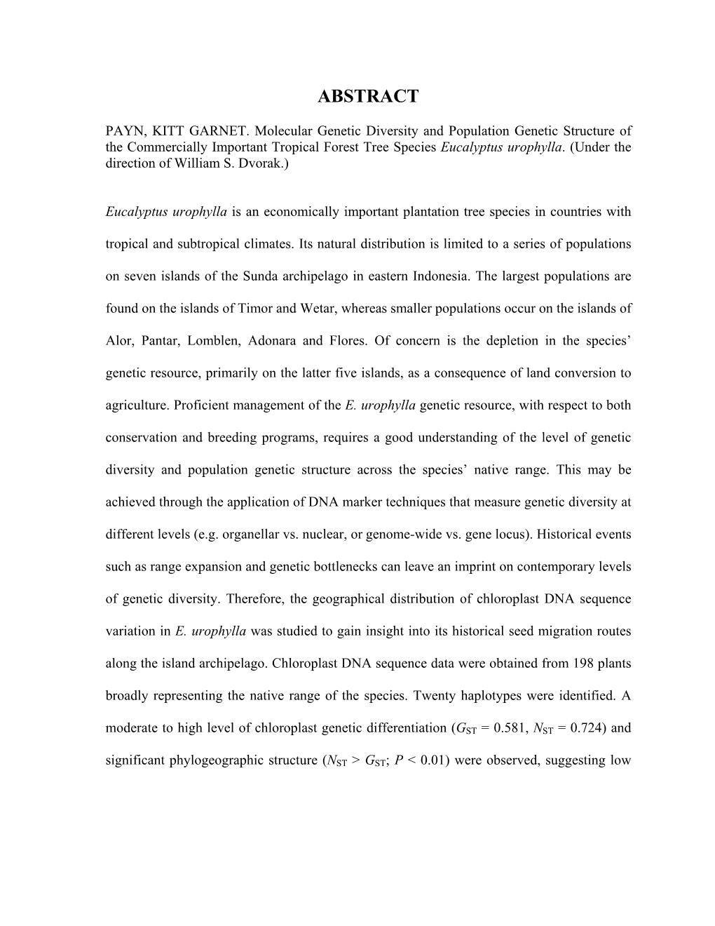 CHAPTER 5 Molecular Genetic Diversity of E. Urophylla