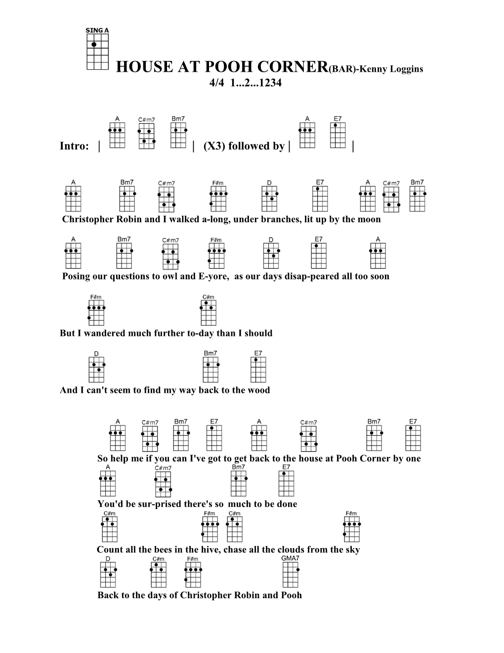 HOUSE at POOH CORNER(BAR)-Kenny Loggins 4/4 1...2...1234