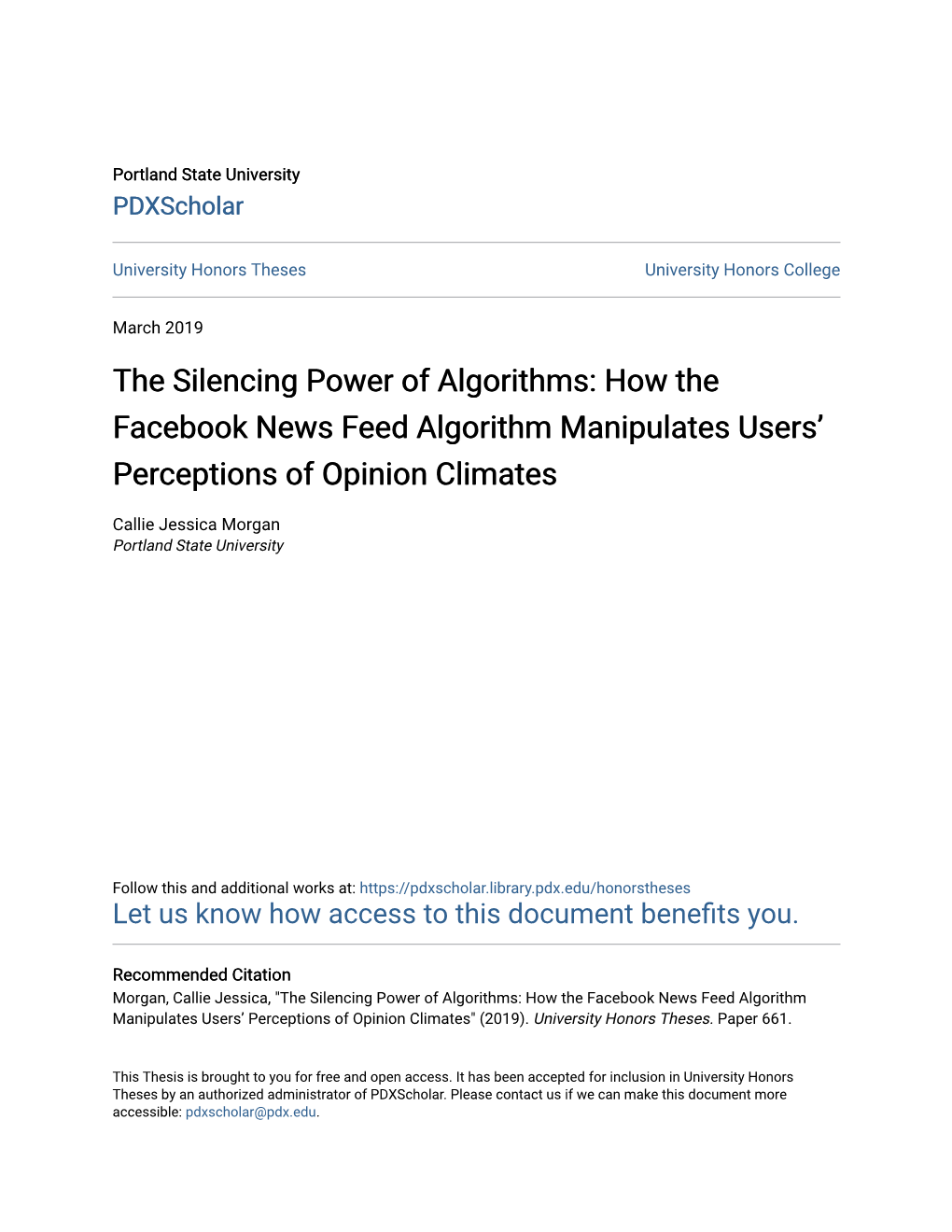 The Silencing Power of Algorithms: How the Facebook News Feed Algorithm Manipulates Users’ Perceptions of Opinion Climates