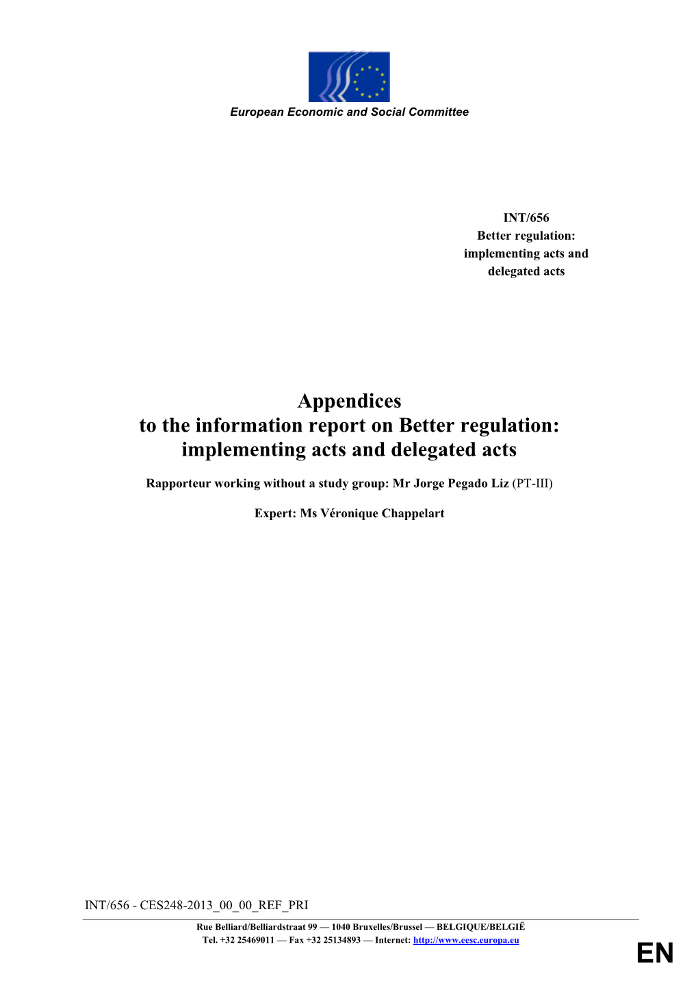 INT/656 Better Regulation: Implementing Acts and Delegated Acts