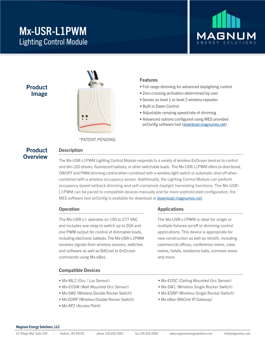 Mx-USR-L1PWM Lighting Control Module