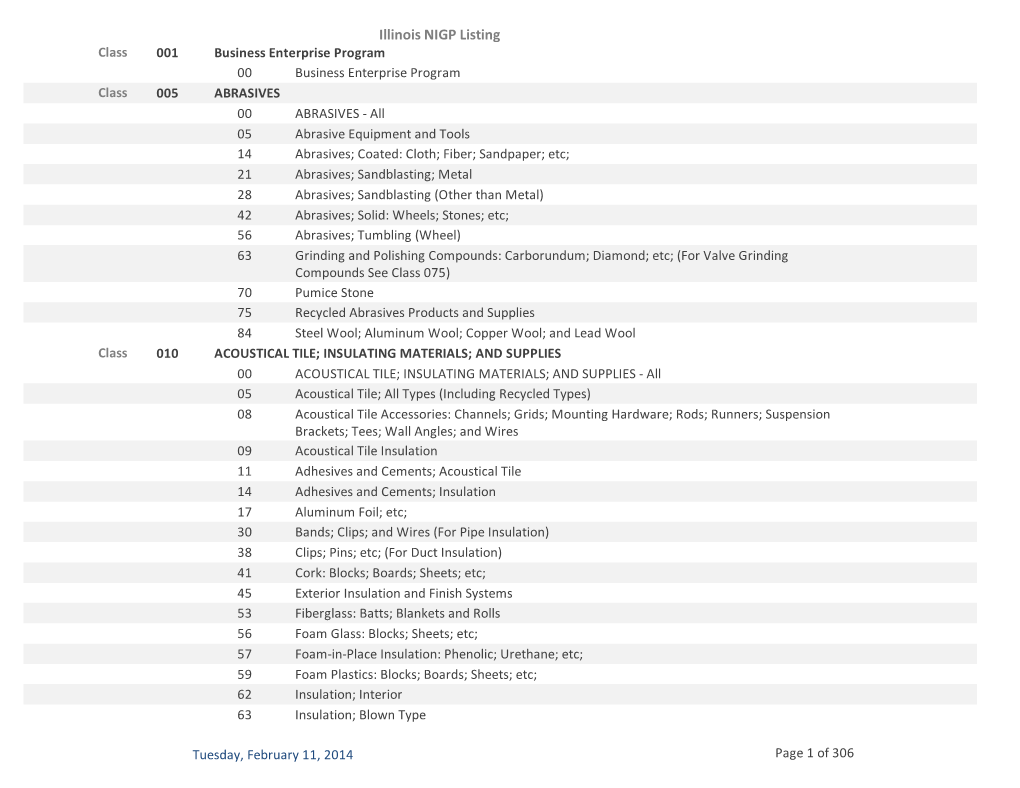 Illinois NIGP Listing