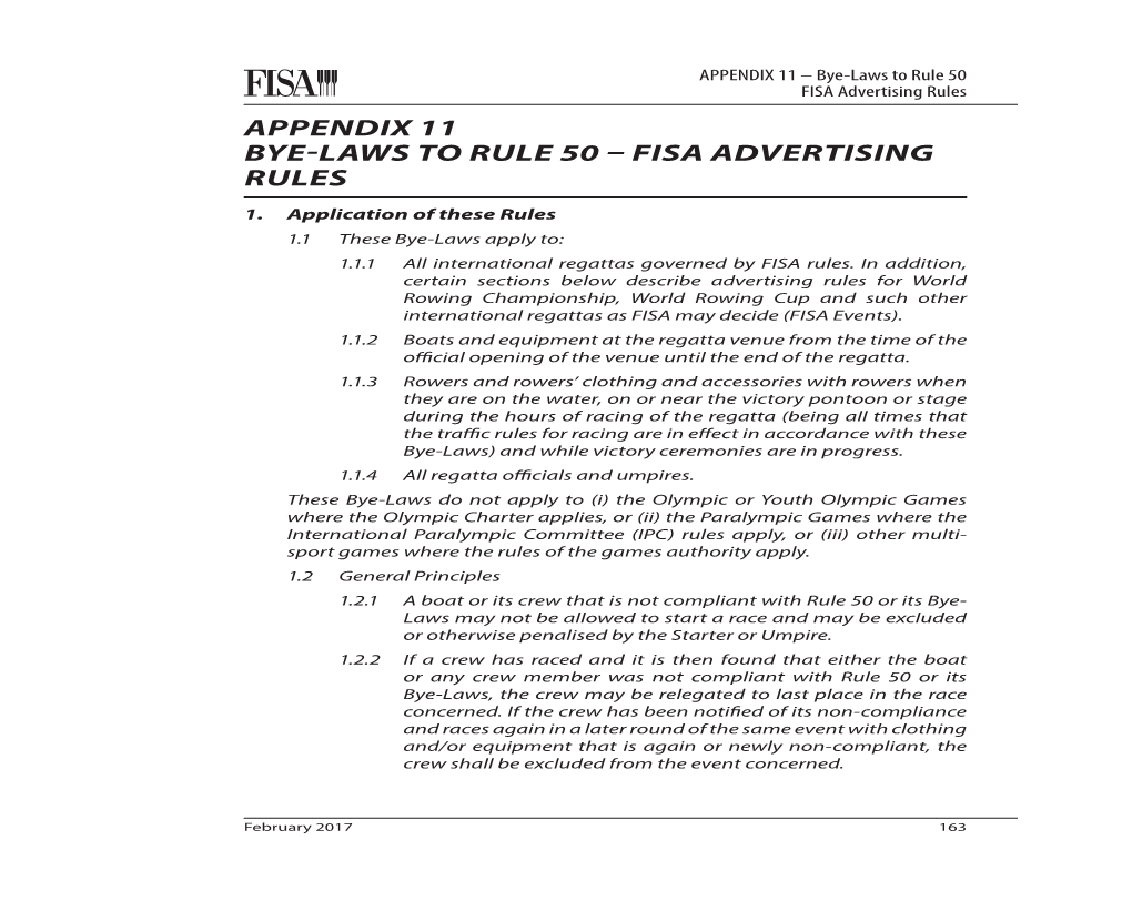 Appendix 11 Bye-Laws to Rule 50 – Fisa Advertising Rules