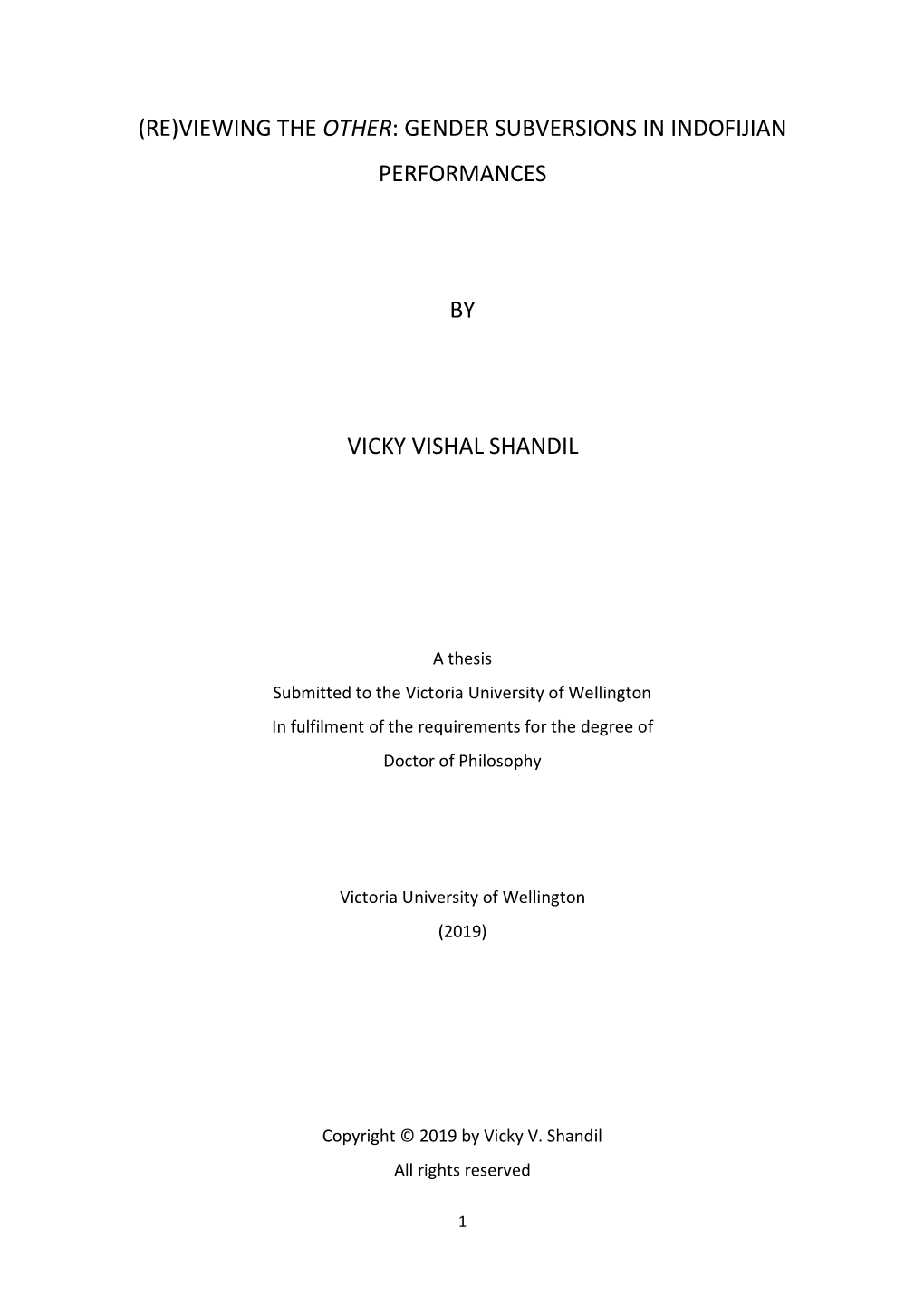 Gender Subversions in Indofijian Performances by Vicky Vishal Shandil