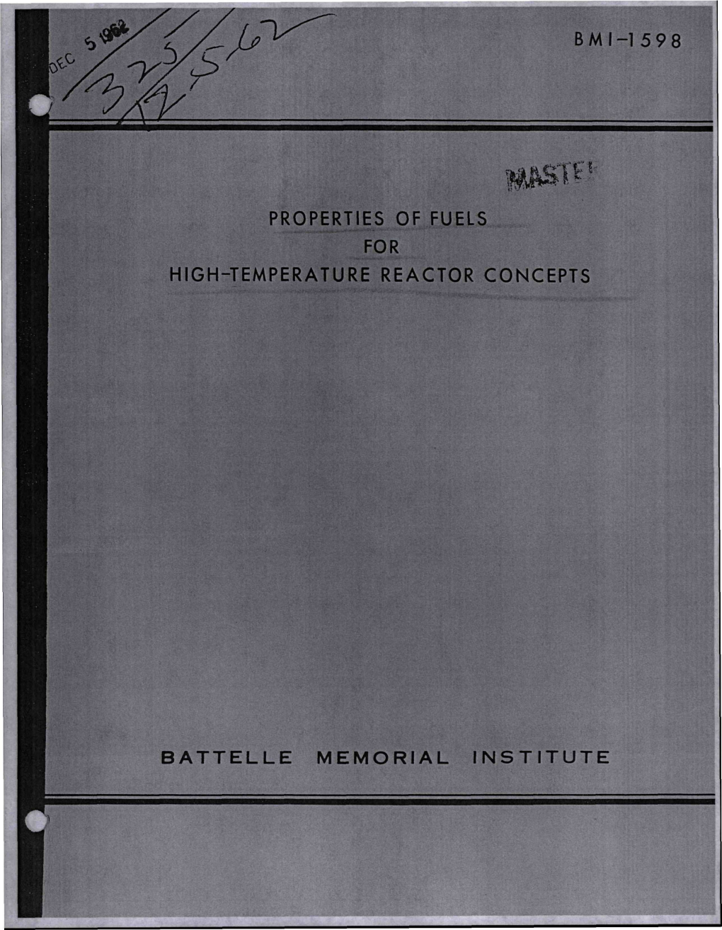 Tlju^Tt^ PROPERTIES of FUELS for HIGH-TEMPERATURE REACTOR