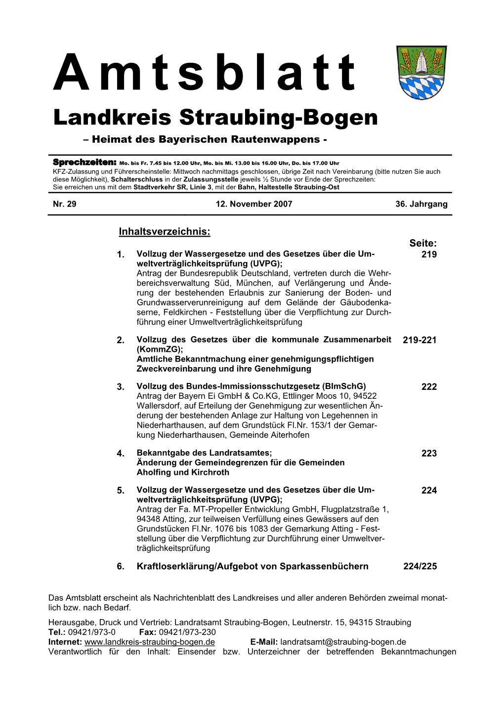 I: Bekanntmachungen Des Landratsamtes