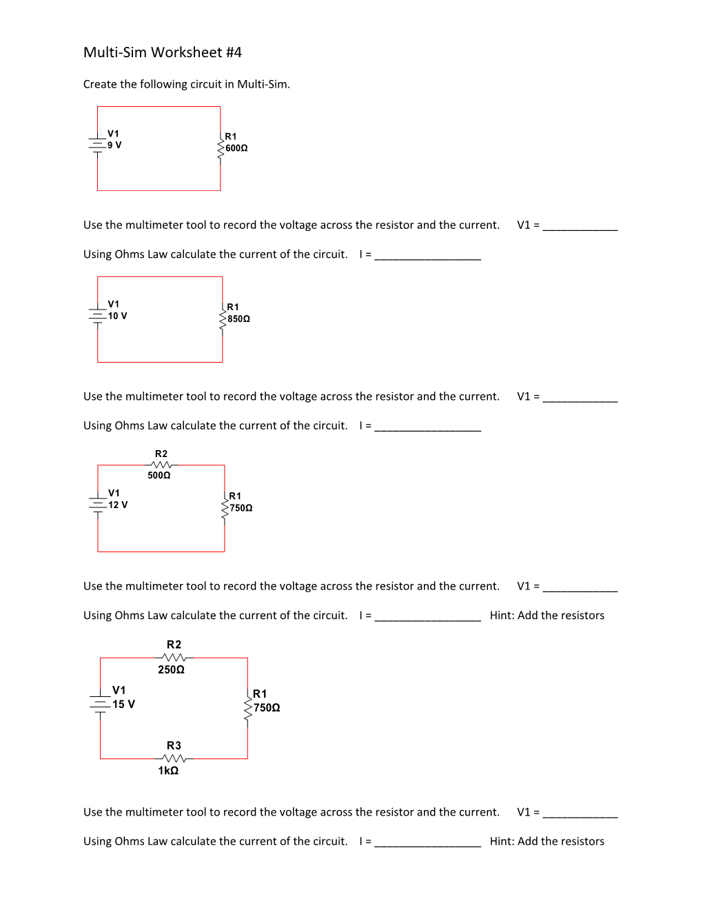 Create the Following Circuit in Multi-Sim