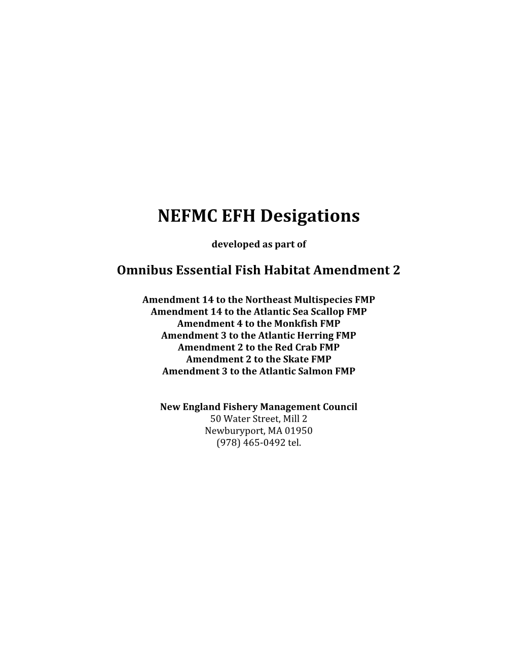 NEFMC EFH Desigations