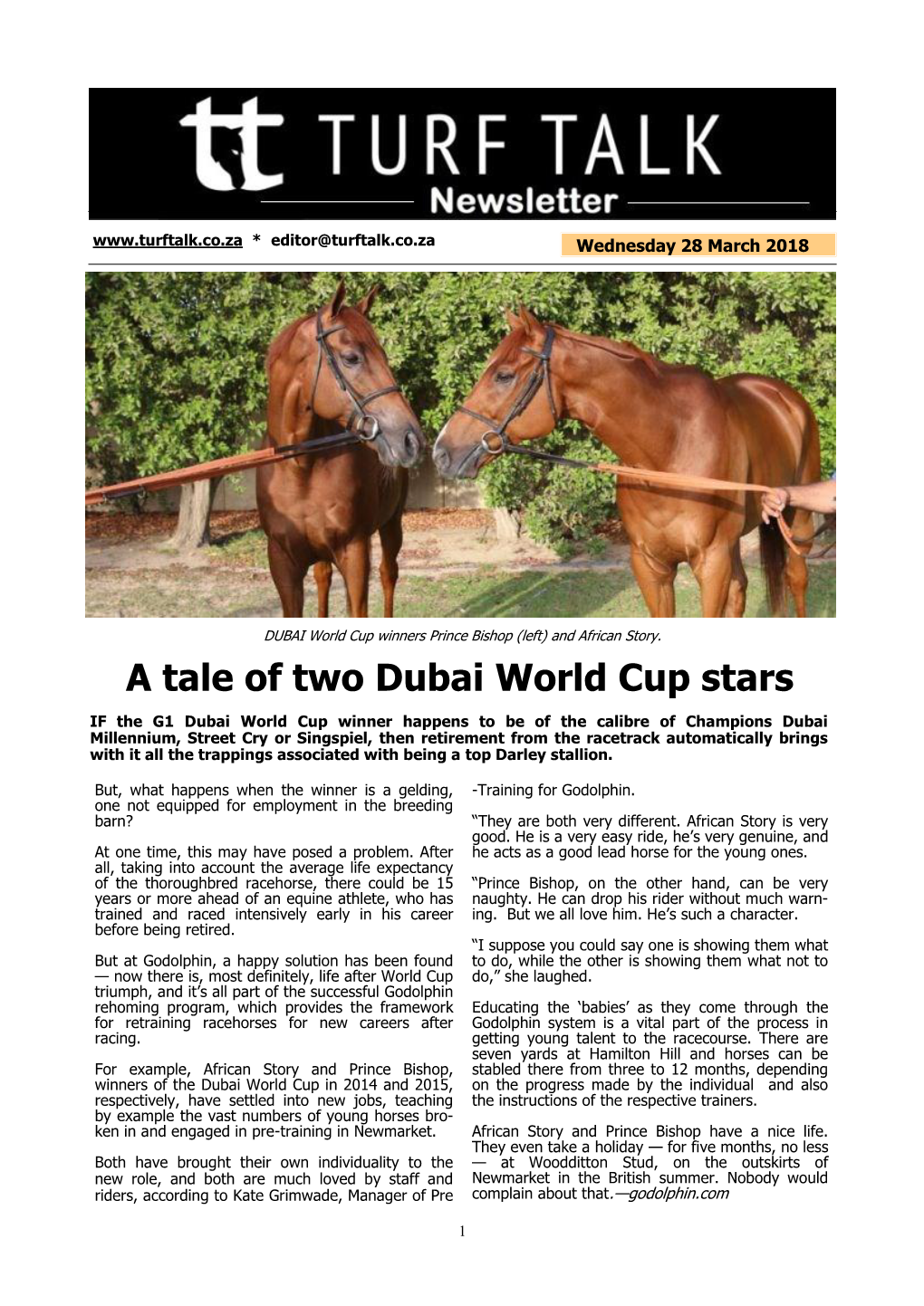 A Tale of Two Dubai World Cup Stars