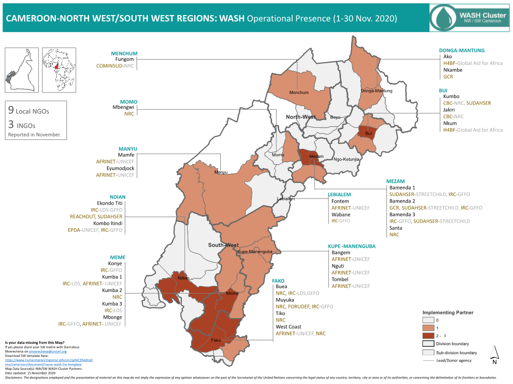 Cameroon-North West/South West Regions:Wash