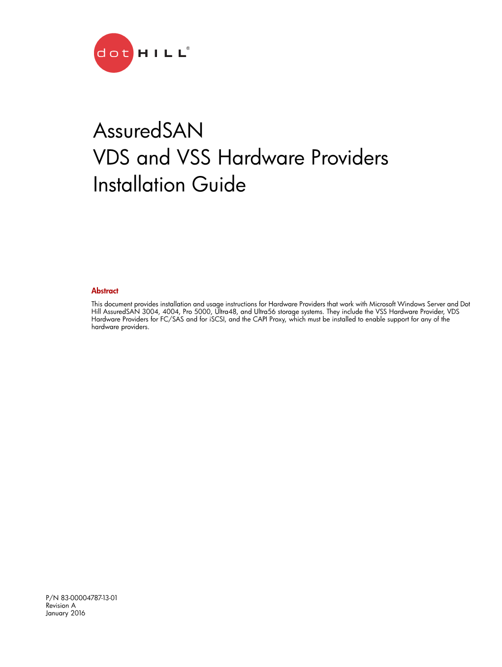 Assuredsan VDS and VSS Hardware Providers Installation Guide