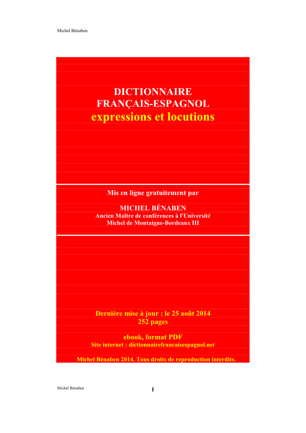 DICTIONNAIRE FRANÇAIS-ESPAGNOL Expressions Et Locutions