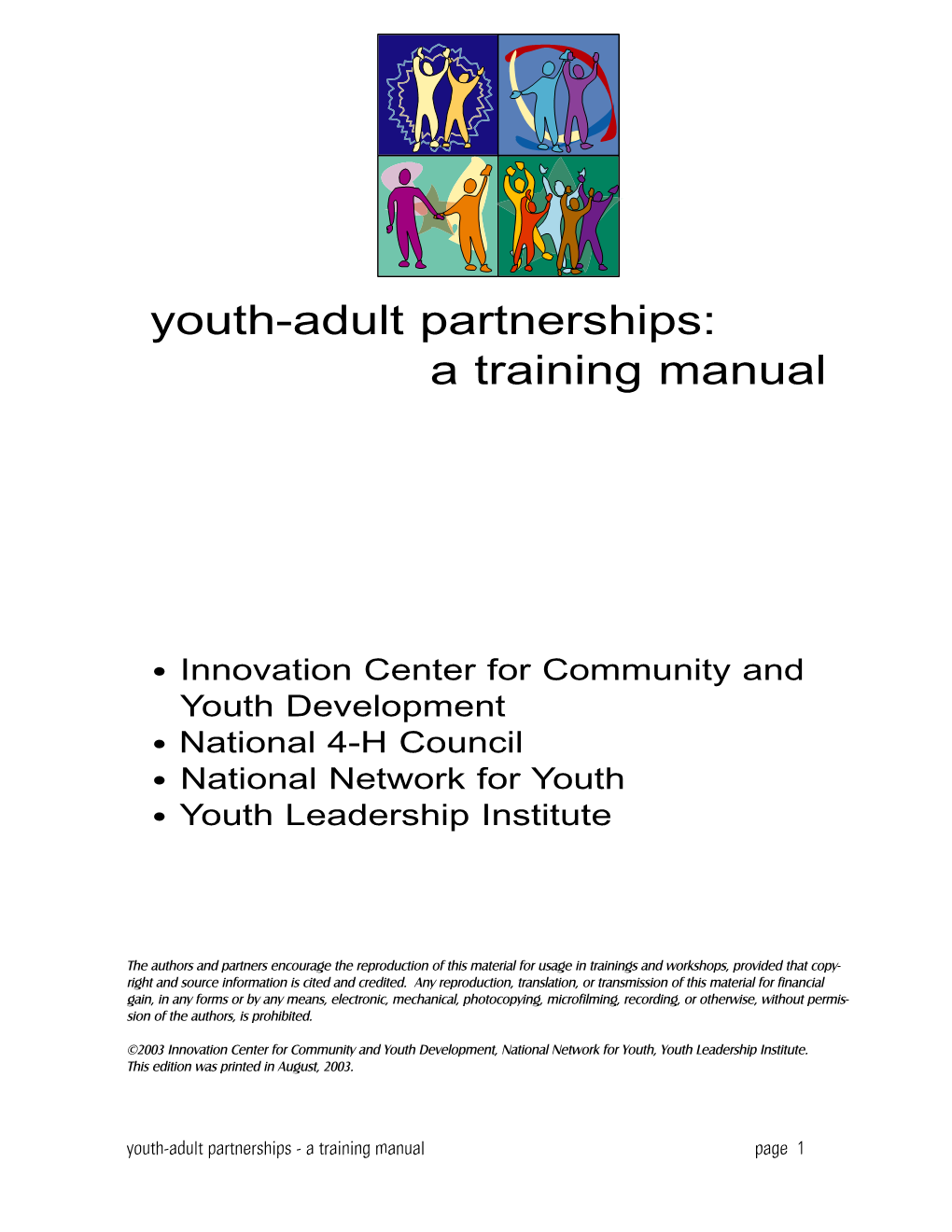 Youth-Adult Partnerships: a Training Manual