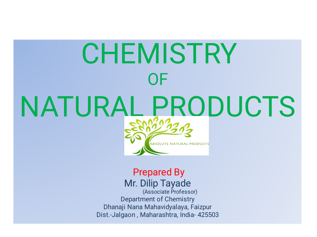 Chemistry of Natural Products