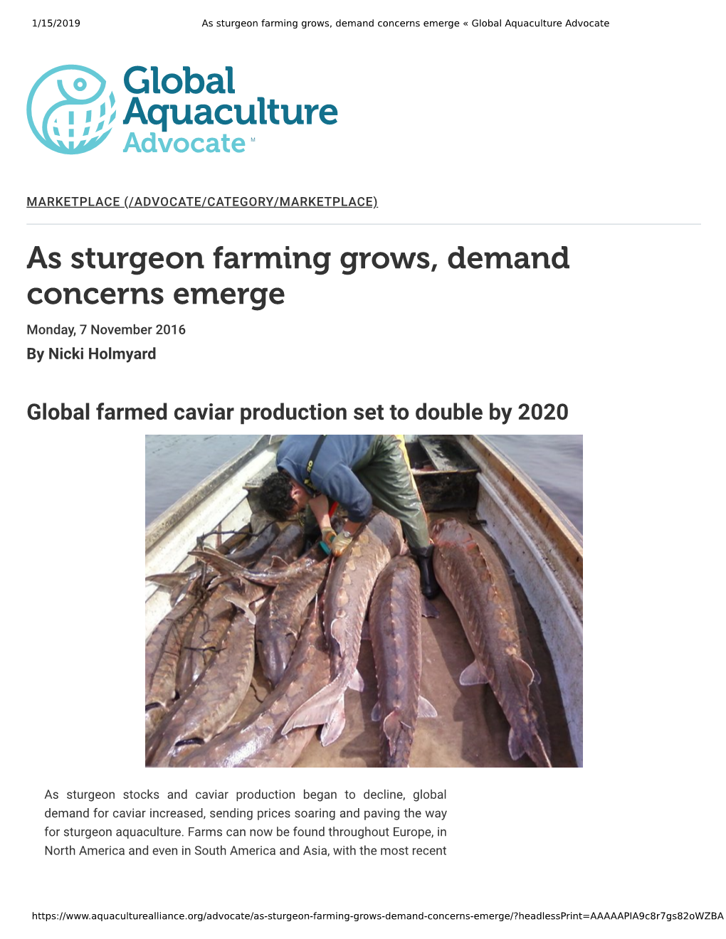 As Sturgeon Farming Grows, Demand Concerns Emerge « Global Aquaculture Advocate