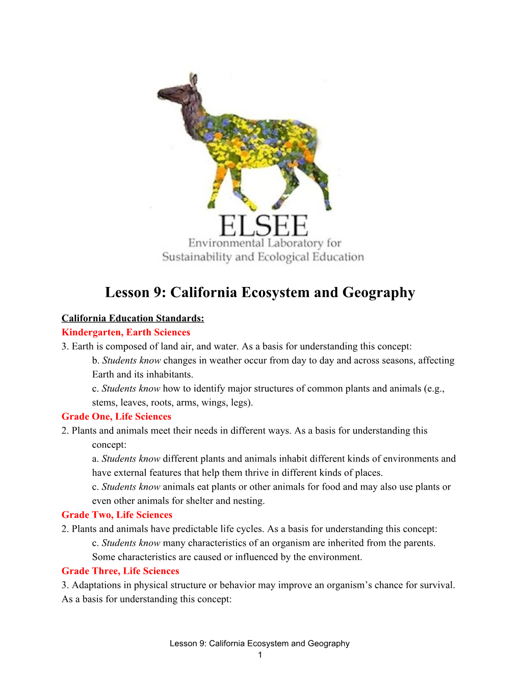 Lesson 9: California Ecosystem and Geography