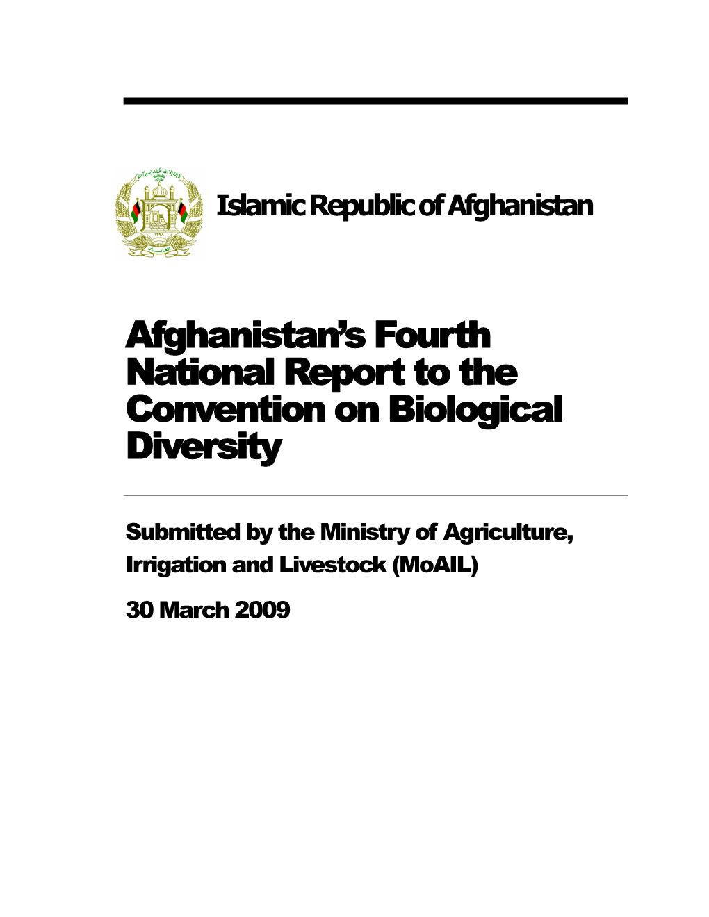 Afghanistan's Fourth National Report to the Convention on Biological