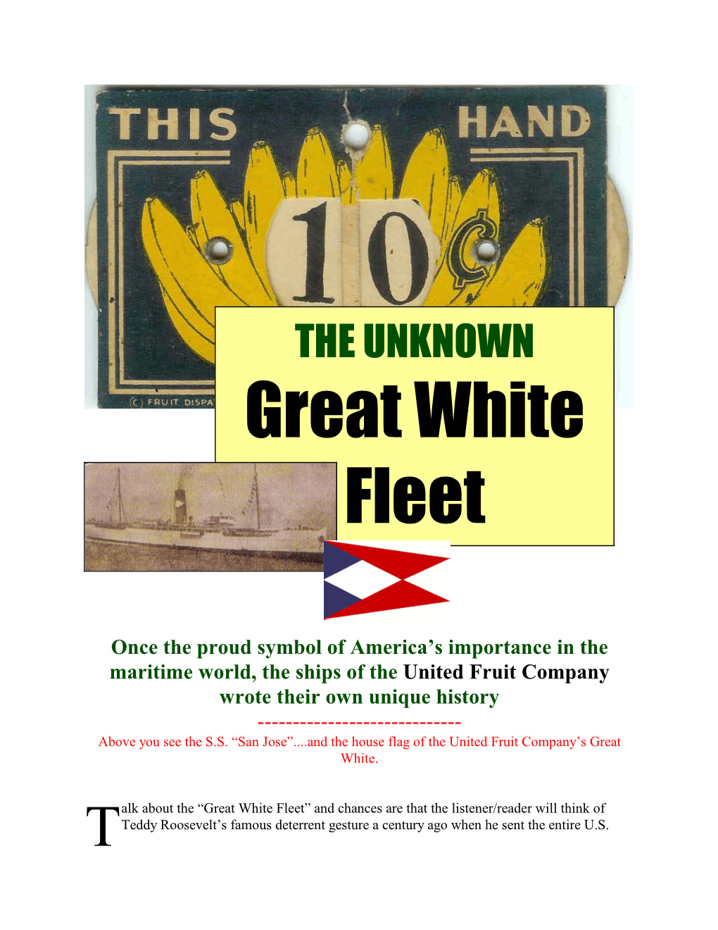 THE UNKNOWN Great White Fleet