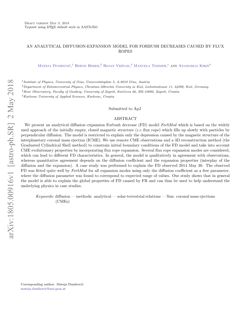 An Analytical Diffusion-Expansion Model for Forbush Decreases Caused by Flux Ropes