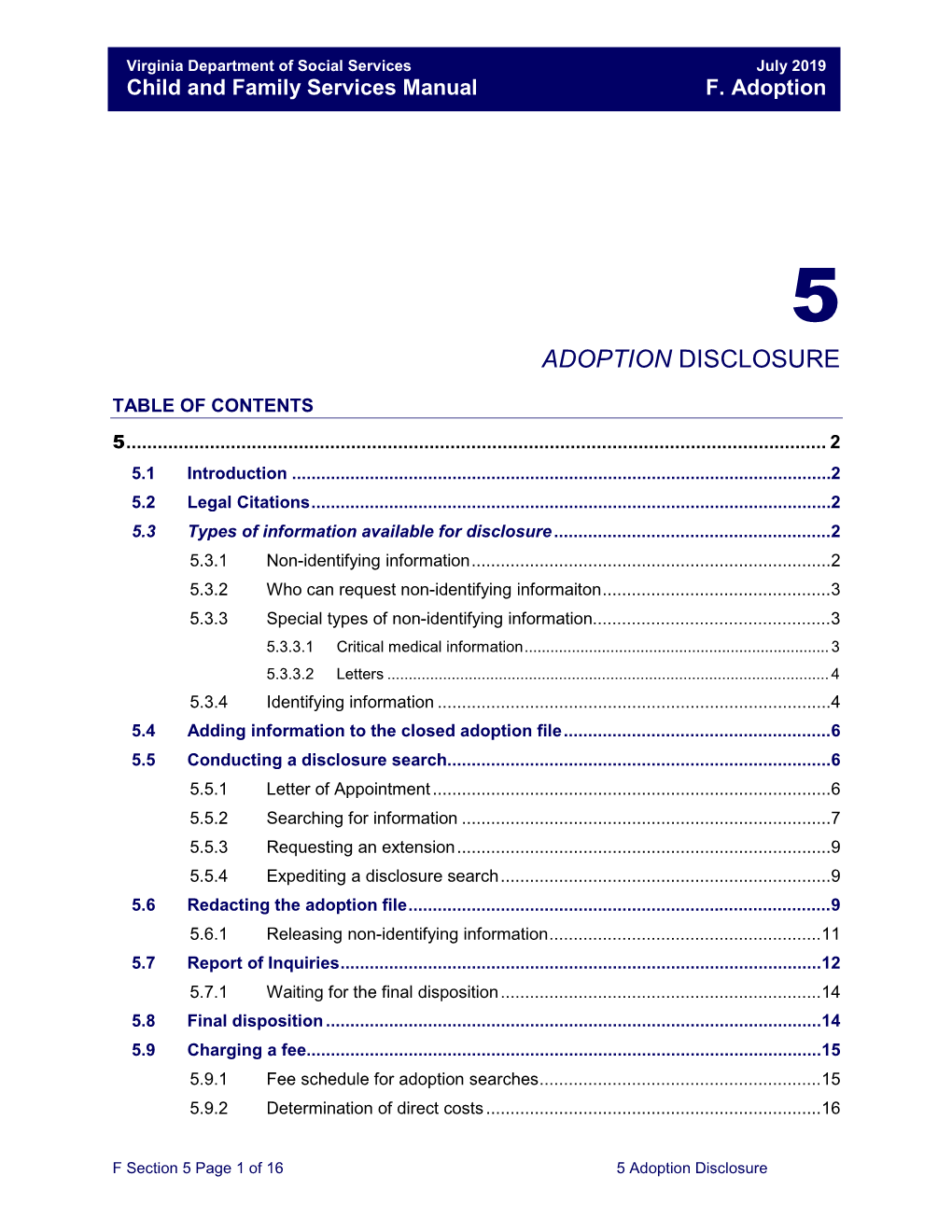 Adoption Disclosure