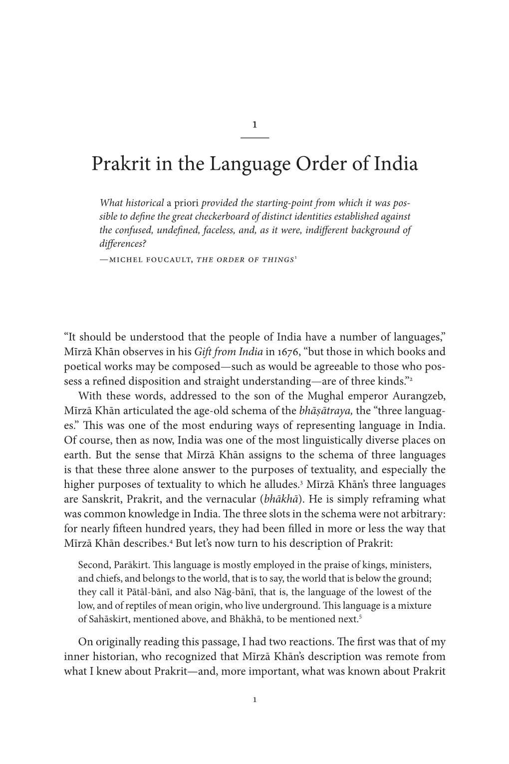 Prakrit in the Language Order of India