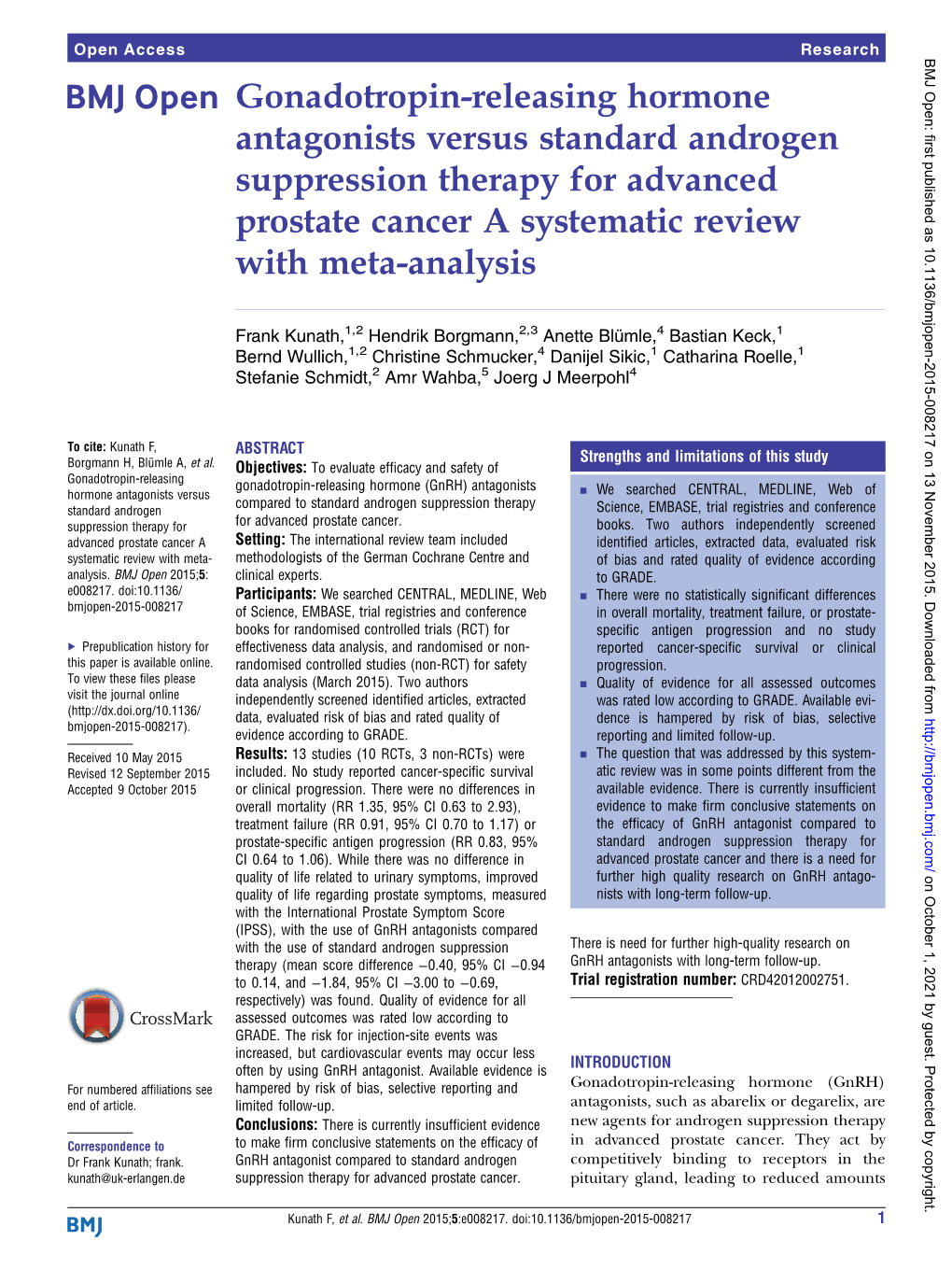 Gonadotropin-Releasing Hormone Antagonists Versus Standard Androgen Suppression Therapy for Advanced Prostate Cancer a Systematic Review with Meta-Analysis