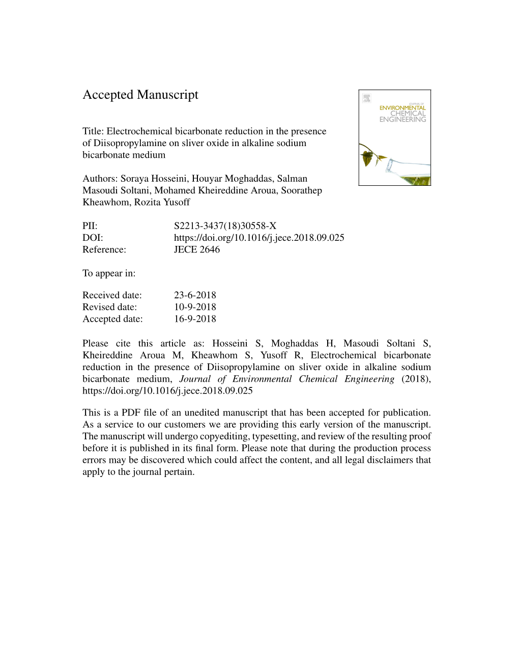 Electrochemical Bicarbonate Reduction in the Presence of Diisopropylamine on Sliver Oxide in Alkaline Sodium Bicarbonate Medium