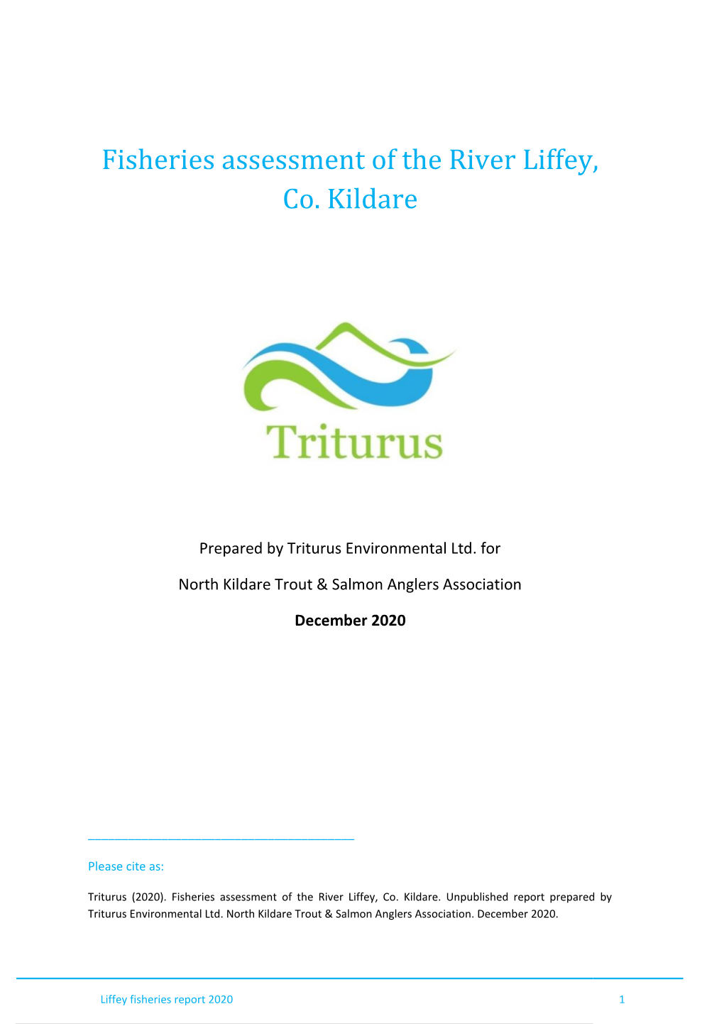 Fisheries Assessment of the River Liffey, Co. Kildare