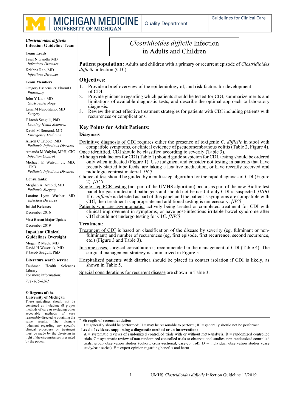 Clostridioides Difficile Infection in Adults and Children