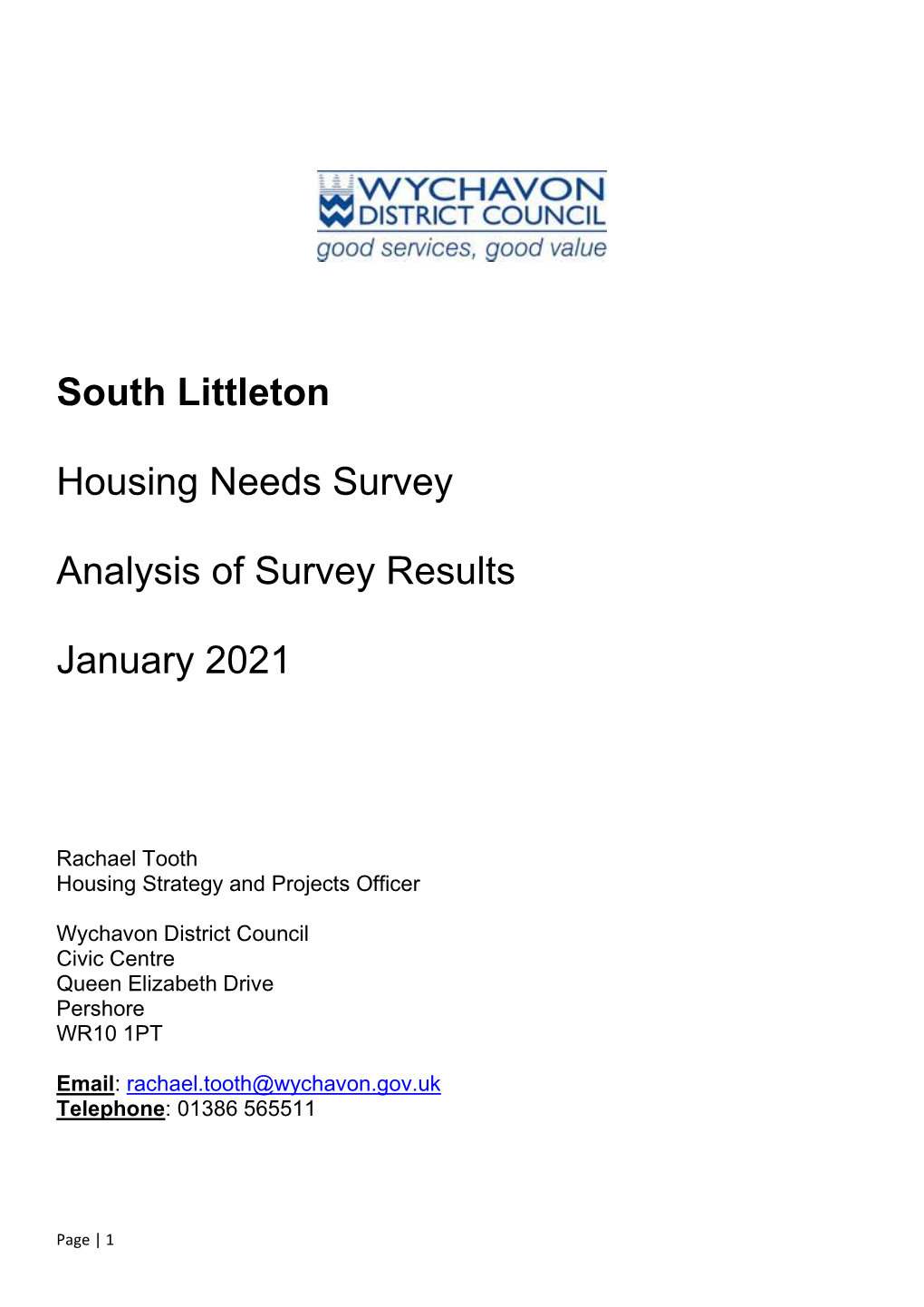 Pdf South Littleton Housing Needs Survey