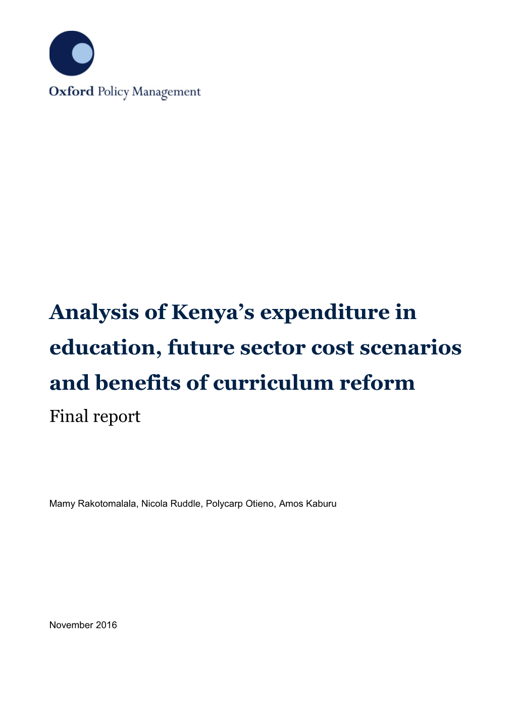 Analysis of Kenya's Expenditure in Education, Future Sector