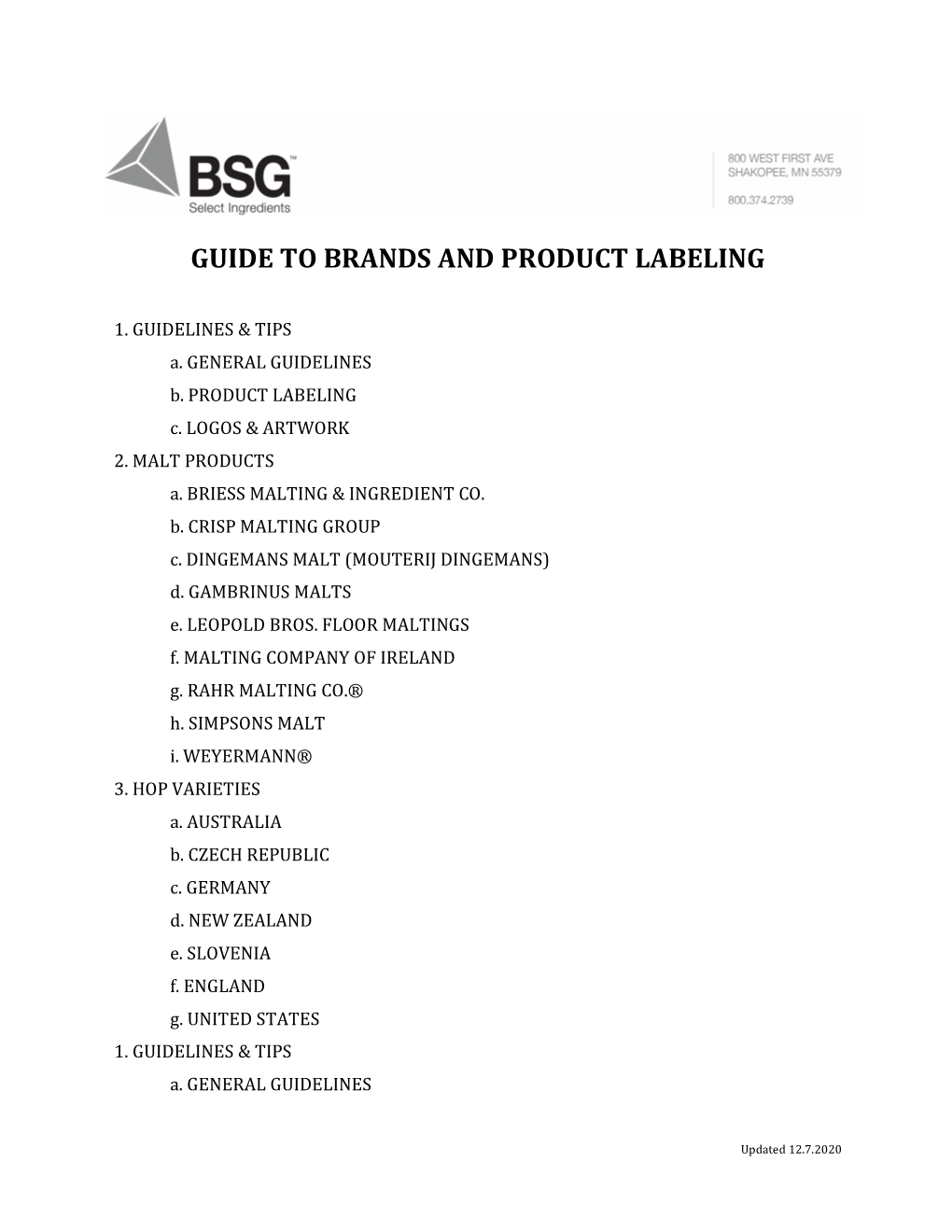 Guide to Brands and Product Labeling