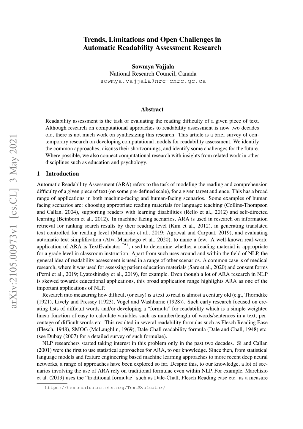 Trends, Limitations and Open Challenges in Automatic Readability Assessment Research