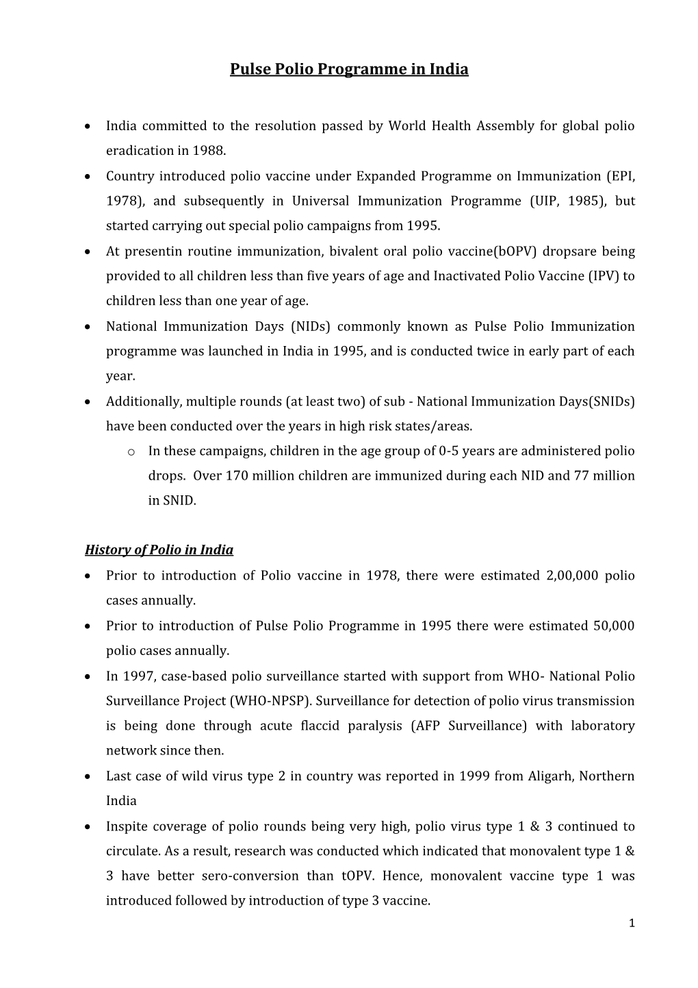 Pulse Polio Programme in India