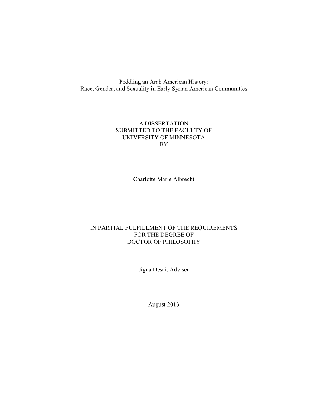 Peddling an Arab American History: Race, Gender, and Sexuality in Early Syrian American Communities