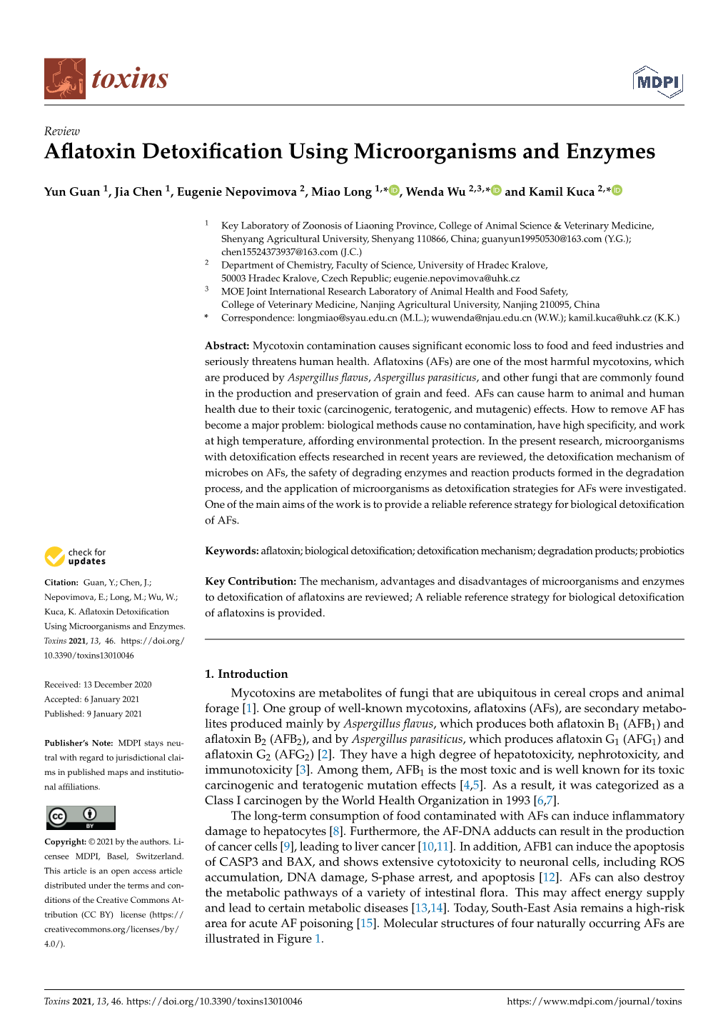 Aflatoxin Detoxification Using Microorganisms and Enzymes