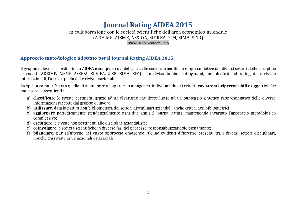 Journal Rating AIDEA 2015