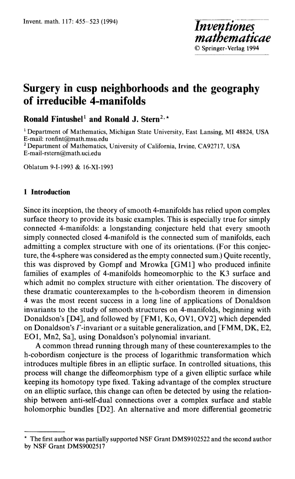 Surgery in Cusp Neighborhoods and the Geography of Irreducible 4-Manifolds